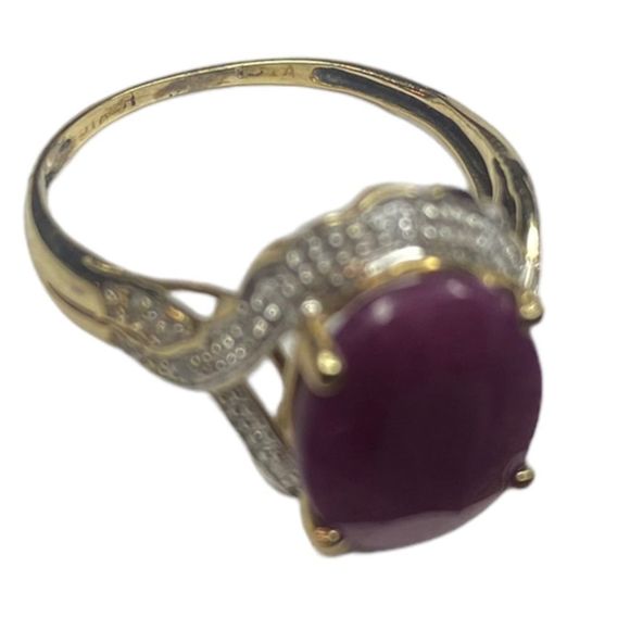 Red Ruby 10K Yellow Gold Ring Sz 5.5 - Picture 7 of 10